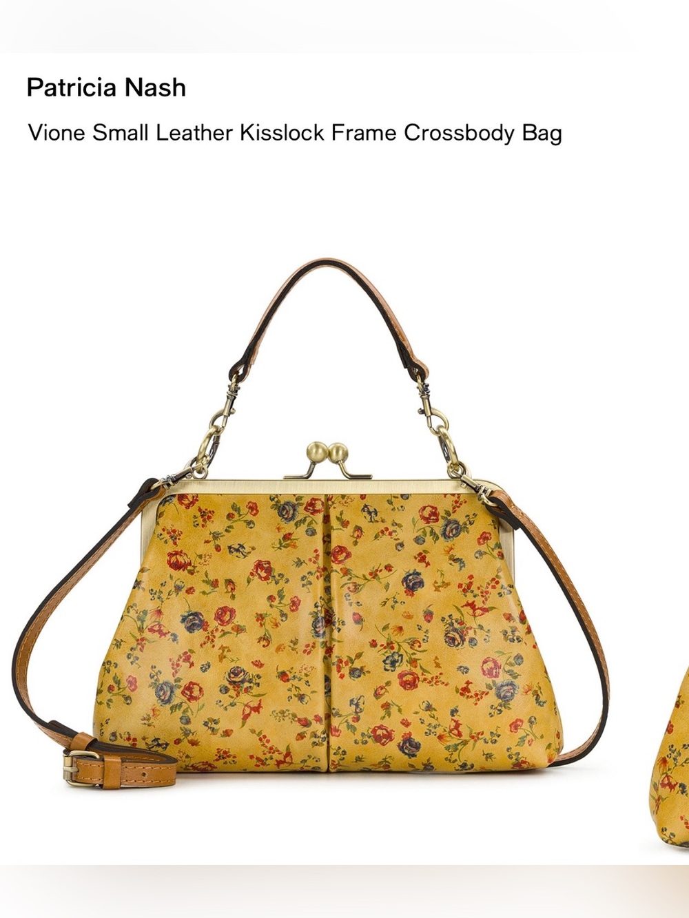 Patricia Nash Mustard Floral Kisslock Crossbody with Top Handle